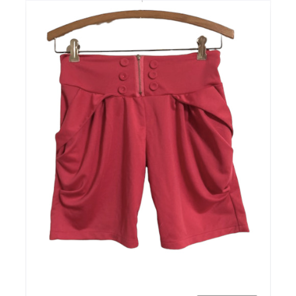 FUCHSIA Pink High-Waisted Shorts with Back POCKETS - Small to Medium - Picture 1 of 5